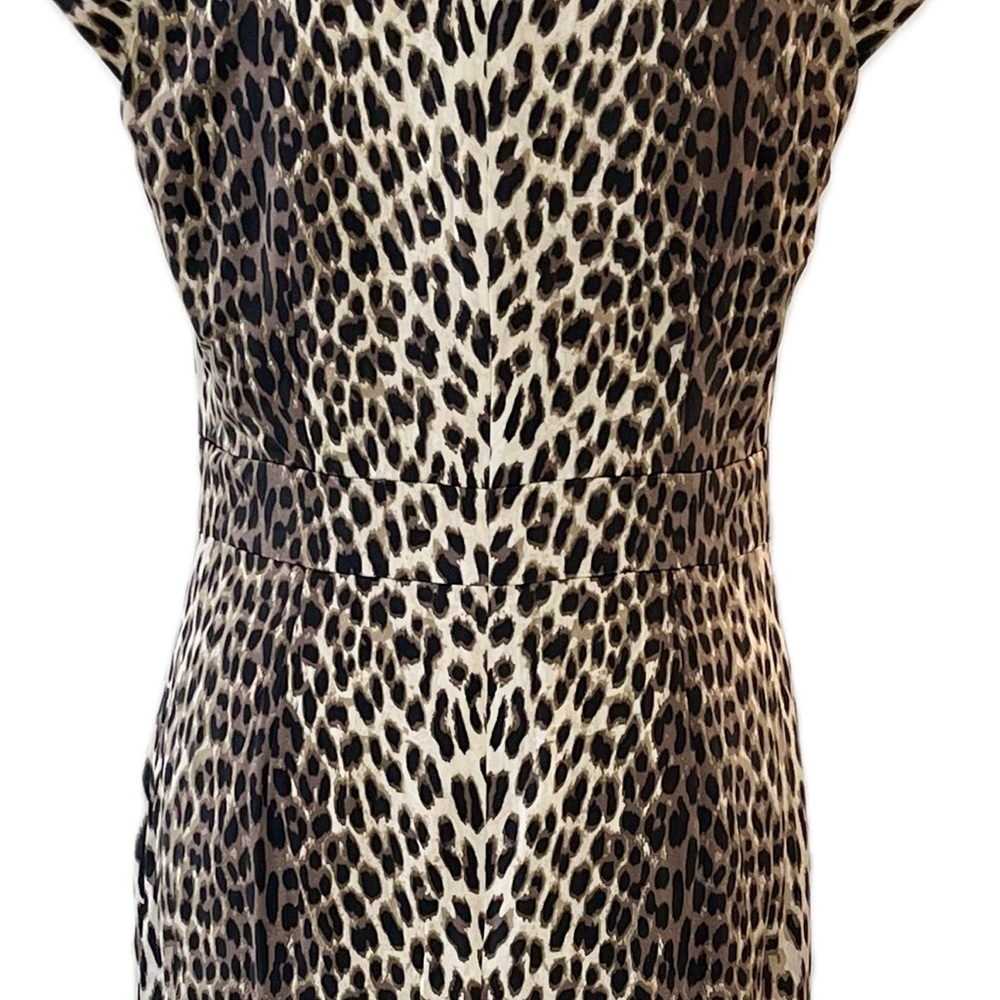 Kay Unger Black and Cream Animal Print Midi Dress - Picture 6 of 17